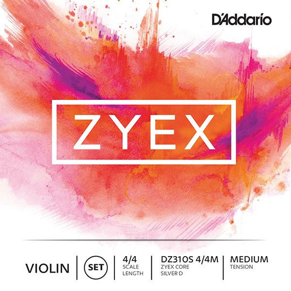 D'Addario DZ310S 4/4M Zyex Violin String Set - Silver D (medium tension)