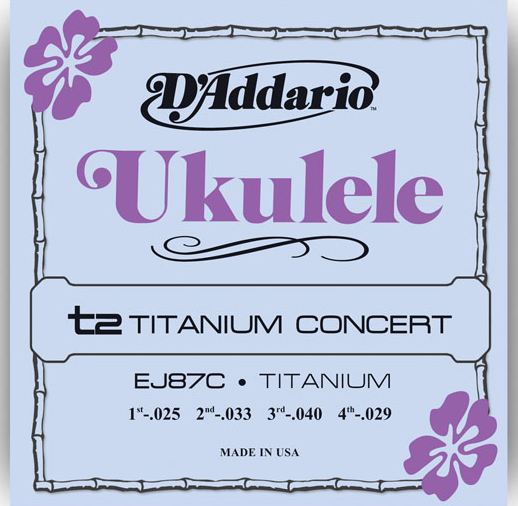 D'Addario EJ87C Set Ukulele Concert 'Titanium' / Monofilament/Silver (.025-.029)