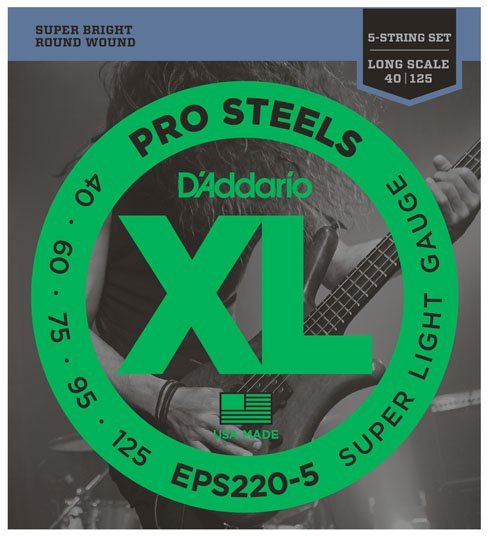 D'Addario EPS220-5 ProSteels Super Light Gauge. Long Scale
