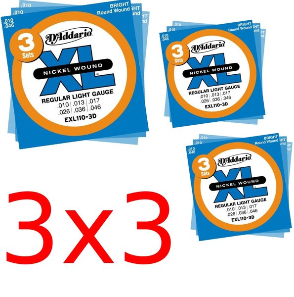 D'Addario EXL110-3Dx3 Special Pack, Regular Light / 010-046