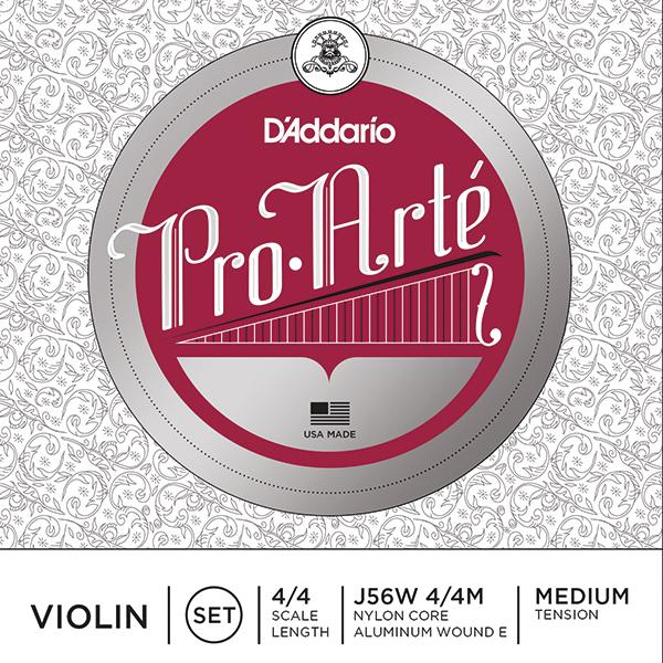 D'Addario J56W 4/4M Pro Arté Violin String Set - Wound E (medium tension)