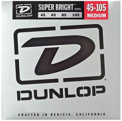 Dunlop El. Bass .045-.105 'Super Bright' Stainless Steel R./W. Long Sc. Medium / Super Bright Long Sc. Light (.045-.105 / stainless steel)