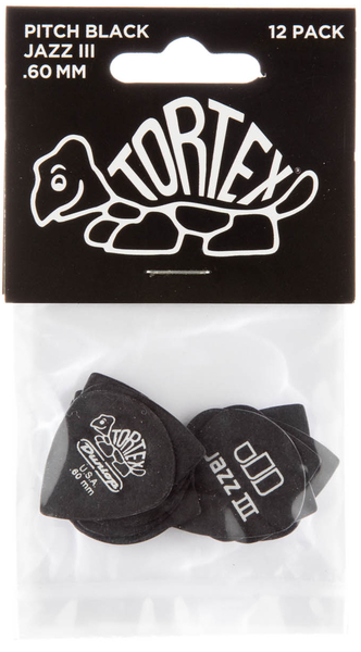 Tortex Pitch Black Jazz III - 0.60 (12 picks)