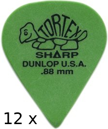 Dunlop Tortex Sharp Green - 0.88 (12 picks)