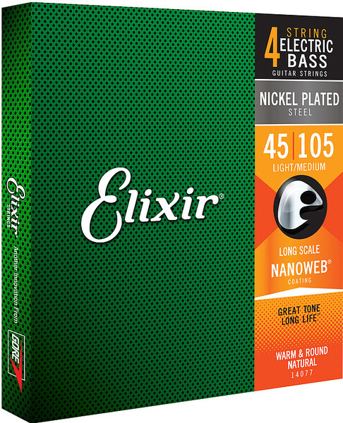 Elixir NanoWeb 4-Set Nickel Plated Steel Long Scale (light medium / .045-.105)