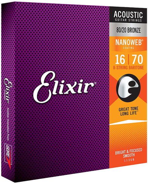 Elixir NanoWeb Ac.Guitar 80/20 Bronze Coating 8-String Baritone (.016-.070)