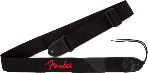 Black Polyester Logo Strap (red)
