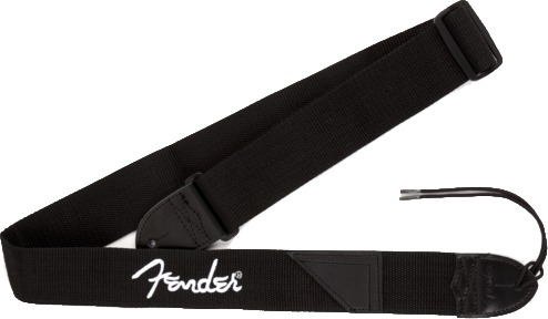 Fender Black Polyester Logo Strap (white)