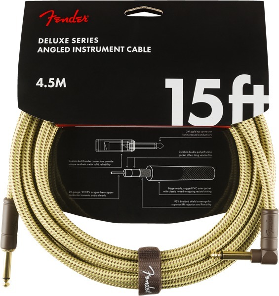 Deluxe Tweed Instrument Cable AS (4.5m tweed angled/straight.)