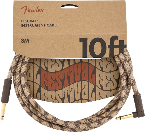 Festival Instrument Cable (3m angled pure hemp brown stripe)