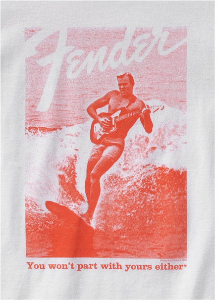 Fender Jaguar Surf T-Shirt White & Red (Medium)