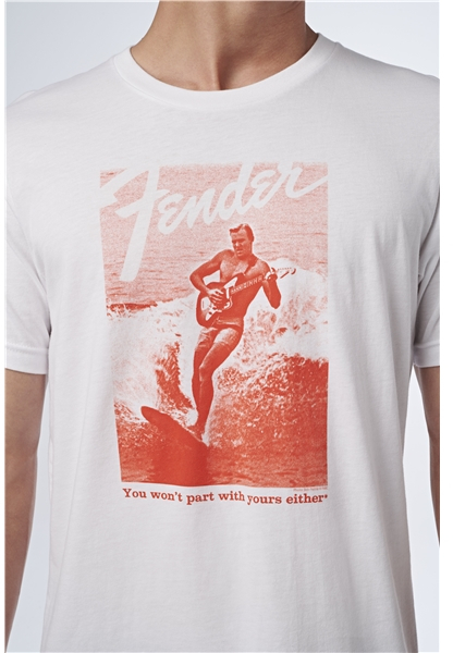 Fender Jaguar Surf T-Shirt White & Red (Medium)