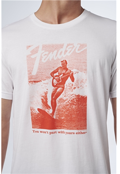 Fender Jaguar Surf T-Shirt White & Red XL