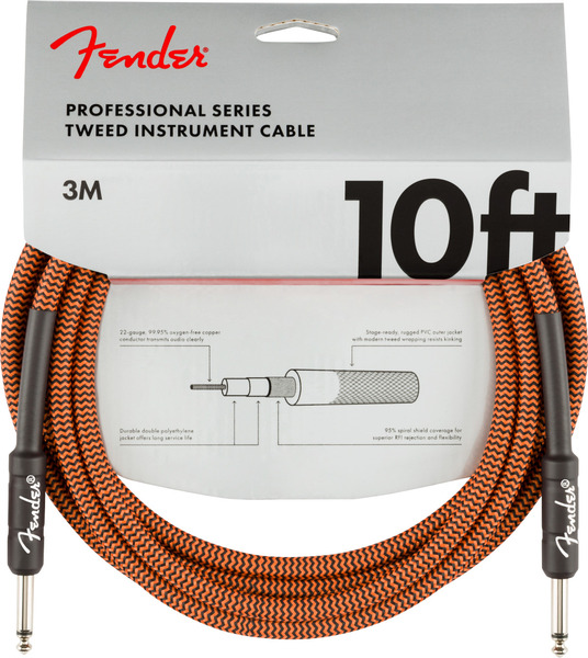 Fender Professional Instrument Cable (orange/black, 10'/3m)