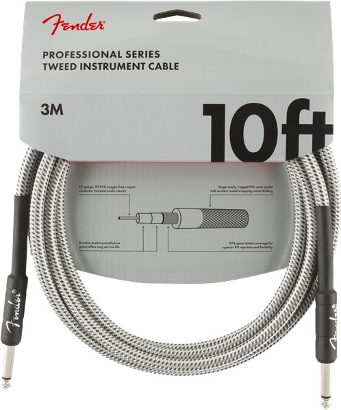 Professional Instrument Tweed Cable (10'/3m; straight-straight; white tweed)