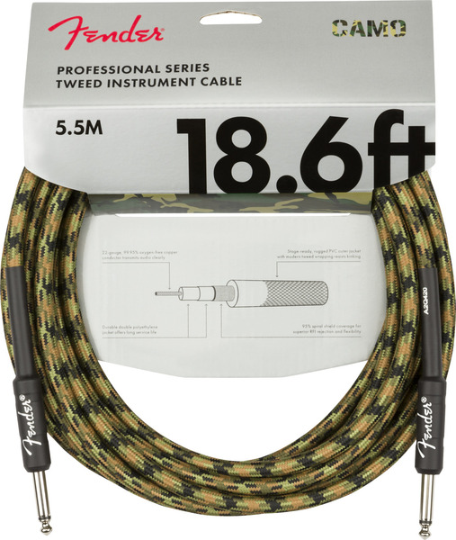 Fender Professional Series Instrument Cable (5.5m, woodland camo)