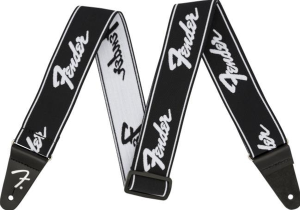 Fender WEIGHLESS STRAP RUNNING LOGO (black / white)