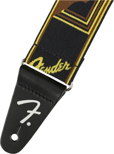 Fender Weighless Monogram Strap (black/yellow/brown)