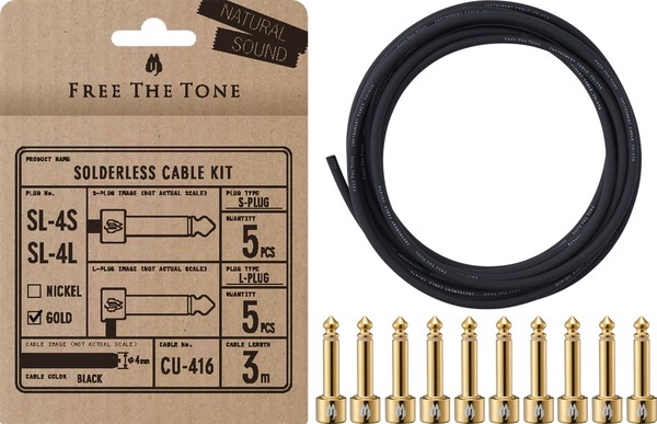 Free The Tone SL 4SL 55K Plug / CU-416 Cable (5pcs / cable 3m / gold)