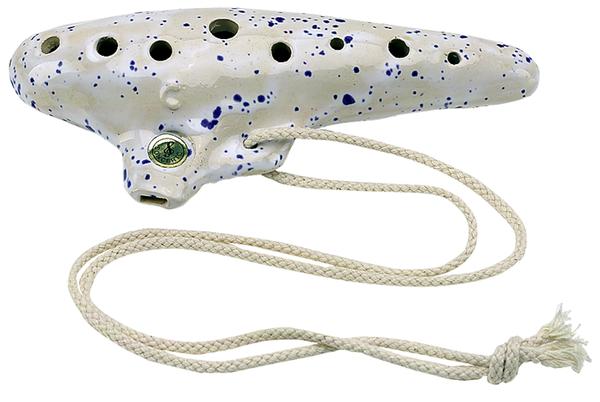 Ocarina Classic C-Tuning 18,5cm (White/blue speckled)