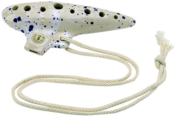 Ocarina Classic F-Tuning 18,5cm (White/blue speckled)
