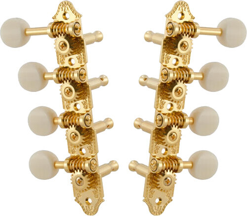 409FGW Mandolin Machine Heads, Standard 4 + 4 ("F"-style mandolins/gold/white)