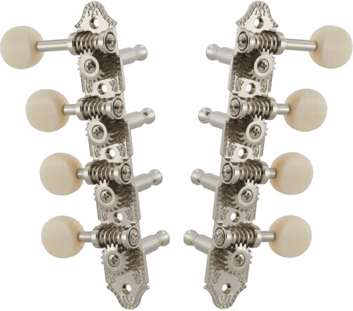 409FNW Mandolin Machine Heads, Vintage 4 + 4 ("F"-style mandolins/nickel/white)