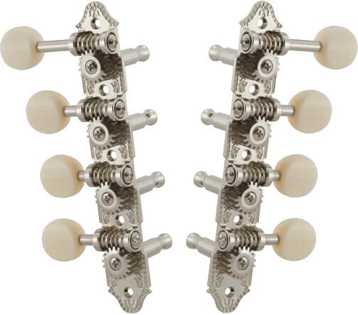 Grover 409FNW Mandolin Machine Heads, Vintage 4 + 4 ('F'-style mandolins/nickel/white)