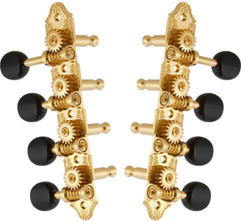 409FVGB Mandolin Machine Heads, Vintage 4 + 4 ("F"-style mandolins/gold/black)