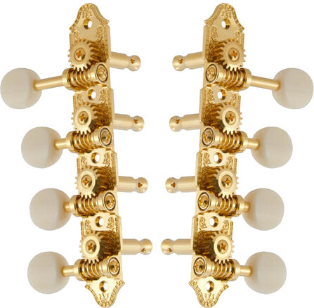 409FVGW Mandolin Machine Heads, Vintage 4 + 4 ("F"-style mandolins/gold/white)