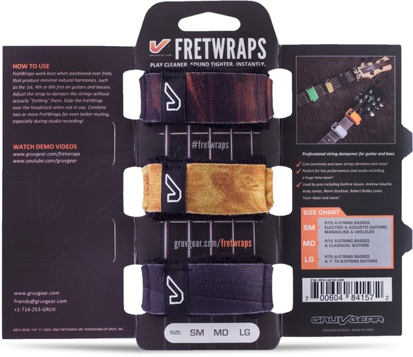 FretWrap 3-Pack large FW-3PK-WOD-LG (wood mix pack)