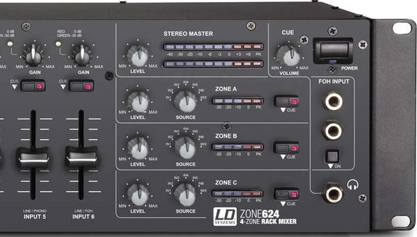 LD-Systems Zone 624 / 4-Zone Mixer (19', 3U)
