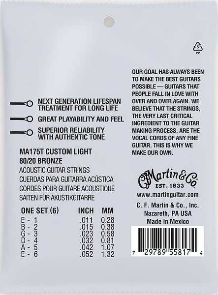 Martin MA175T / Lifespan Treated - 80/20 Bronze (.011-.052 / custom light)