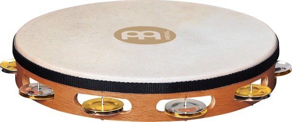 TAH1M Headed Wood Tambourine (super natural - dual-alloy jingles - 1 row)