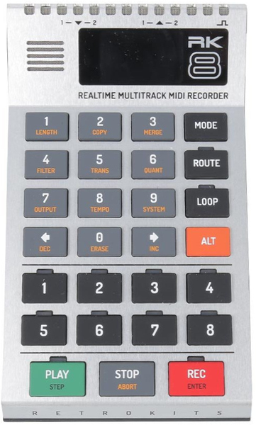 RK-008 80s Tech Real Time Multitrack MIDI Recorder (Aluminium panel / black enclosure)