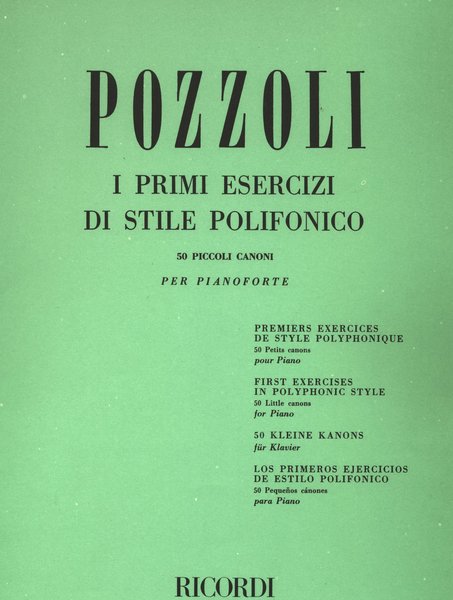 Ricordi Pozzoli I primi Esercizi die stile polifonico