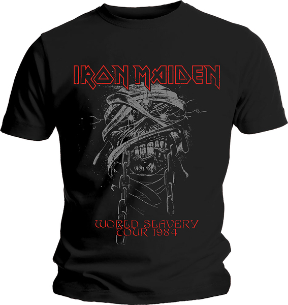 Iron Maiden Unisex T-Shirt World Slavery 1984 Tour (size L)