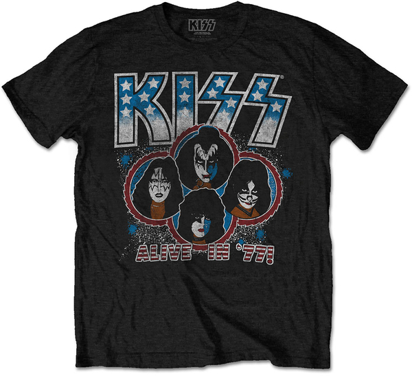 Rock Off KISS Unisex Tee: Alive In '77 (size S)
