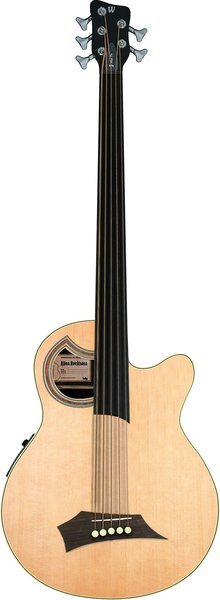 RockBass Alien Standard 5-String, Fret Lines (Natural High Polish, fretless)