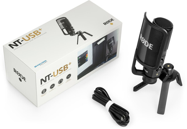 Rode NT-USB+ USB Condenser Microphone w/ Rode PSA1 Boom Arm & Headphone