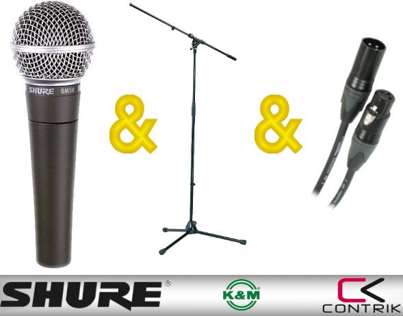 Shure SM58 + Contrik Cable 6m + K&M 210/20 Set (black stand)