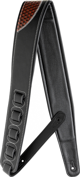 SPFL-GSHAP Leatherette Guitar Strap (black with dark brown shape)