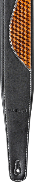 Stagg SPFL-GSHAP Leatherette Guitar Strap (black with copper shape)