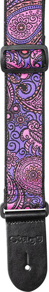 Stagg SWO-PSLY1 Woven Nylon Guitar Strap Paisley Pattern 1 (pink)