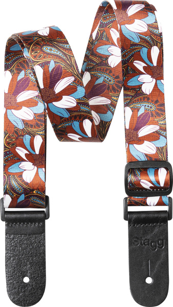 Terylen Ukulele Strap Flower STE UKEFLOW (brown)
