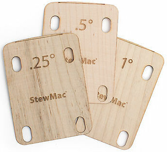 Neck Shims for guitar Set of 3 (shaped 0.25° / 0.5° / 1°)