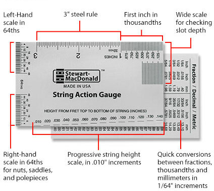 Jauge StewMac pour cordes en action, (inches)