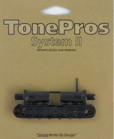 TPFA Metric Aluminum Tune-O-Matic Bridge with Bell Brass Saddles (black)