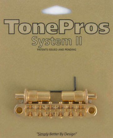 TPFA Metric Aluminum Tune-O-Matic Bridge with Bell Brass Saddles (gold)