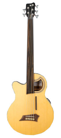 RockBass Alien Deluxe Hybrid Thinline 5-string LH (natural transparent satin, freless, left-hand)